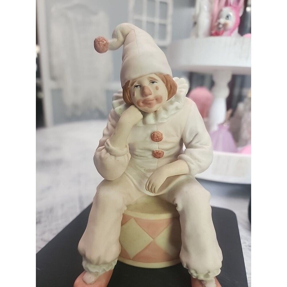 Enesco Send In The Clowns Music Box Sad Clown Figurine Vintage Collectable 1985